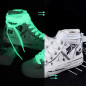 Sireturi fosforescente albe pentru incaltaminte sport, lumineaza verde, 1.25 x 1 cm, textile