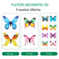 Set 12 fluturi decorativi 3D, fosforescenti, autoadezivi, 6-12 cm, multicolori