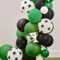 Kit aranjament baloane petrecere, tematica Fotbal, 90 bucati, accesorii prindere, alb, negru, verde