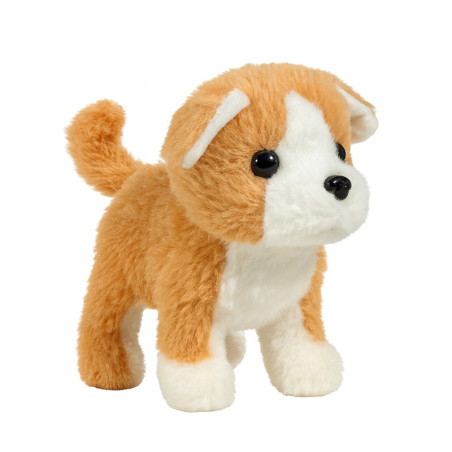 Catelus interactiv, merge si latra, misca din codita, baterii, maro deschis/alb, 3 ani+