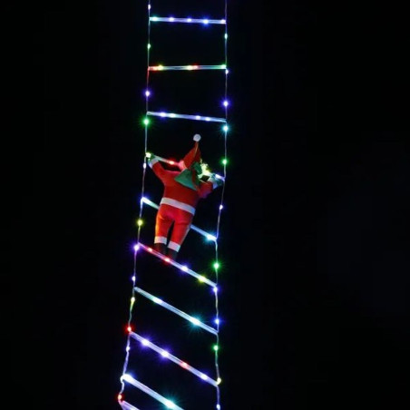 Decoratiune LED Mos Craciun pe scara luminoasa LED RGB, 3 m lungime, 8 efecte luminoase, timer