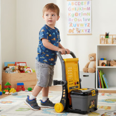 Atelier de constructii 3 in 1, set 59 piese, atelier/carucior/roaba, trusa scule