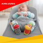 Set sosete si bendite zornaitoare pentru bebelusi, model zebra si girafa, textil Set sosete si bendite zornaitoare pentru bebelusi, model zebra si girafa, textil