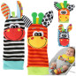 Set sosete si bendite zornaitoare pentru bebelusi, model zebra si girafa, textil Set sosete si bendite zornaitoare pentru bebelusi, model zebra si girafa, textil