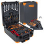 Set scule profesionale, 1000 piese, 4 organizatoare detasabile, incuietori metalice, valiza cu roti, otel Set scule profesionale, 1000 piese, 4 organizatoare detasabile, incuietori metalice, valiza cu roti, otel