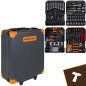 Set scule profesionale, 1000 piese, 4 organizatoare detasabile, incuietori metalice, valiza cu roti, otel Set scule profesionale, 1000 piese, 4 organizatoare detasabile, incuietori metalice, valiza cu roti, otel