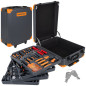 Set scule profesionale, 1000 piese, 4 organizatoare detasabile, incuietori metalice, valiza cu roti, otel Set scule profesionale, 1000 piese, 4 organizatoare detasabile, incuietori metalice, valiza cu roti, otel