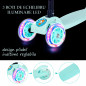 Trotineta pliabila, 3 roti cu lumini multicolore LED, reglare inaltime, verde