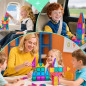 Set magnetic de constructie, 56 piese multicolor, diverse forme, 3.75 cm Set magnetic de constructie, 56 piese multicolor, diverse forme, 3.75 cm