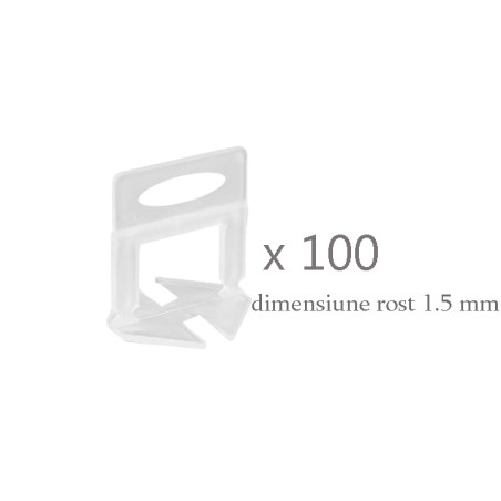 Clipsuri PRO pentru nivelare gresie si faianta, rost 1.5 mm, set 100 bucati