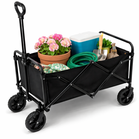 Carucior pliabil pentru gradina 50 kg – Structura din otel, Husa Detasabila, 72x50x91 cm