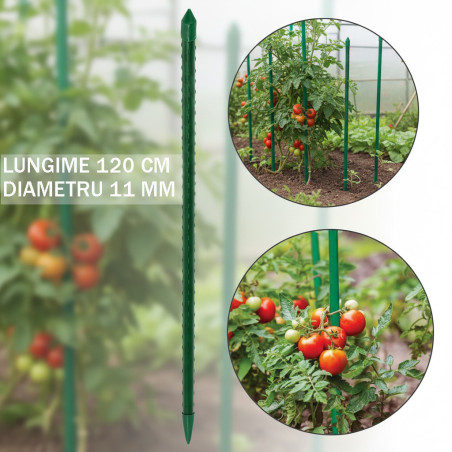 Arac gradina, lungime 120 cm, diametru 11 mm, otel si plastic verde