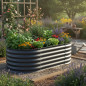 Strat inaltat gradina 160x80x45 cm, otel galvanizat rezistent la coroziune, jardiniera metalica pentru legume si flori
