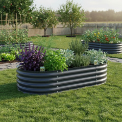 Strat inaltat gradina 160x80x45 cm, otel galvanizat rezistent la coroziune, jardiniera metalica pentru legume si flori
