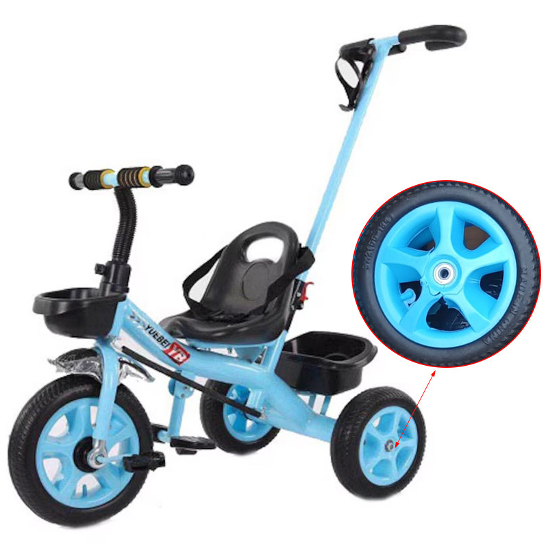 Tricicleta copii, 3 ani+, maner parental detasabil, roti spuma EVA, maxim 40 kg, albastra, RESIGILAT