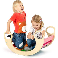 Balansoar rocker din lemn, placa de echilibru, multifunctional, multicolor