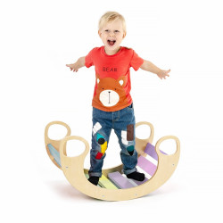 Balansoar rocker din lemn, placa de echilibru, multifunctional, multicolor