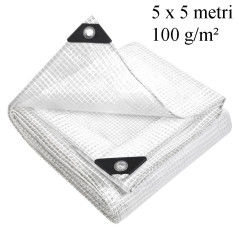 Prelata ranforsata 5x5 m 100g/mp, impermeabila, protectie UV+ si inghet, inele otel 12 mm, PE doua straturi