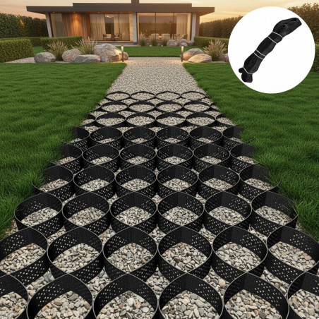 Geogrila celulara pentru stabilizarea drumurilor 6.6x3.5 m, pante, regenerabila, grosime 1.3 mm, inaltime 10 cm