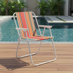 Scaun pliabil plaja si camping, metalic, usor, compact, 58x52x73 cm, maxim 80 kg