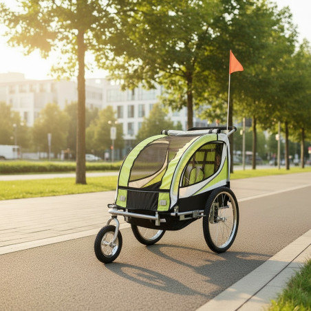 Remorca bicicleta pentru transport copii – 2 Locuri, Sigura si Confortabila, Capacitate 40 kg