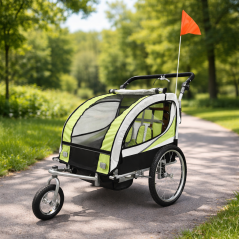 Remorca bicicleta pentru transport copii – 2 Locuri, Sigura si Confortabila, Capacitate 40 kg