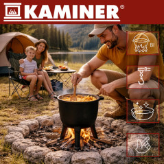 Ceaun cu capac, capacitate 8 litri, picioare detasabile, fonta emailata