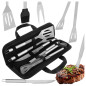 Ustensile gratar, set 5 piese din otel inoxidabil, husa cu manere Ustensile gratar, set 5 piese din otel inoxidabil, husa cu manere