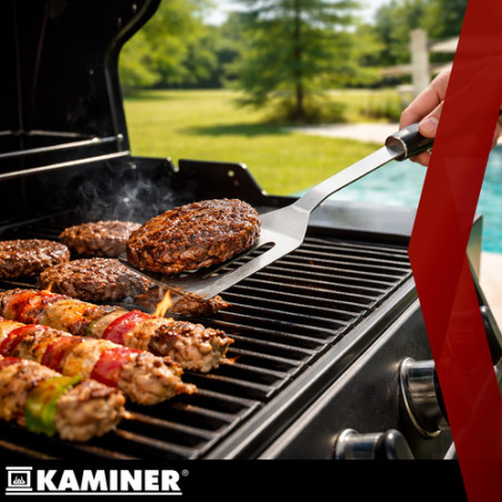 Ustensile de gratar, set 3 piese, husa depozitare, otel inoxidabil si silicon