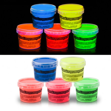 Vopsea glow in the dark fosforescenta, culori mixte, set 5
