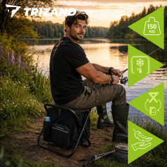 Scaun pliabil pentru pescuit, tip rucsac, model 3 in 1, geanta termica, sarcina 150 kg