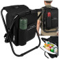 Scaun pliabil pentru pescuit, tip rucsac, model 3 in 1, geanta termica, sarcina 150 kg