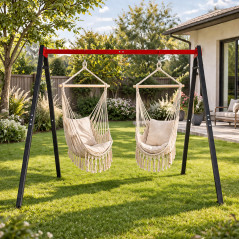 Suport metalic dublu pentru leagan, sarcina maxima 150 kg, 4 carlige fixare