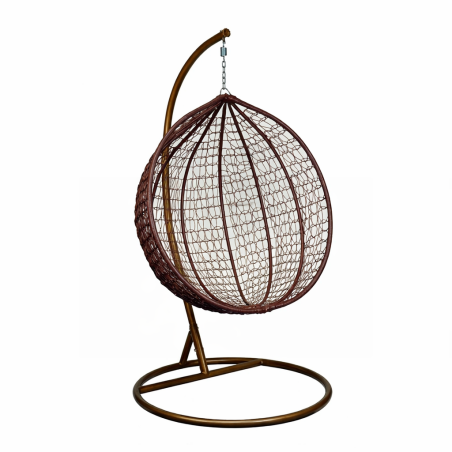Fotoliu suspendat, cadru otel, utilizare interior/exterior, 103x107x195 cm, maro, fara perne,RESIGILAT