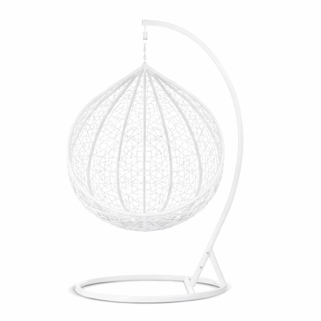 Fotoliu suspendat tip cuib,structura otel, alb/gri, 103x107x195 cm, fara perne, RESIGILAT