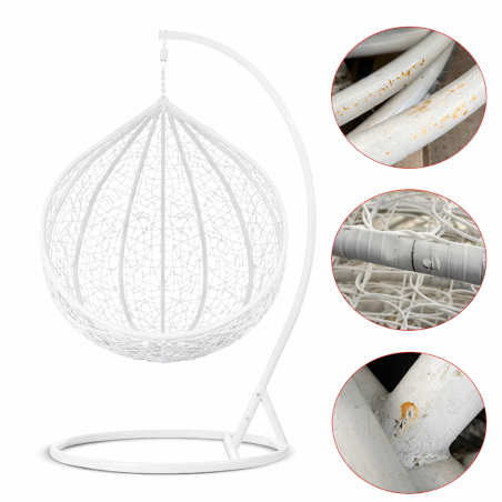 Fotoliu suspendat tip cuib,structura otel, alb/gri, 103x107x195 cm, fara perne, RESIGILAT