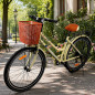 Bicicleta dama, 26 inch, 7 viteze, cos cumparaturi, portbagaj, V-brake, crem