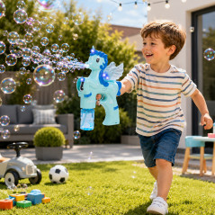 Pistol baloane de sapun Unicorn, muzica si lumini, alimentare cu baterii
