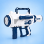 Pistol pentru baloane de sapun, 12 orificii, maner transport, solutie inclusa, lumini si muzica Pistol pentru baloane de sapun, 12 orificii, maner transport, solutie inclusa, lumini si muzica
