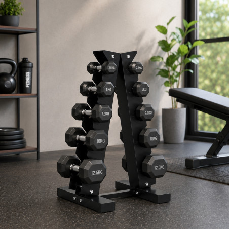 Suport gantere vertical 5 nivele, organizare fitness pentru acasa si sala