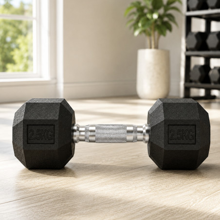 Gantera hexagonala premium 2.5 kg, rezistenta si stabila, antrenamente complete