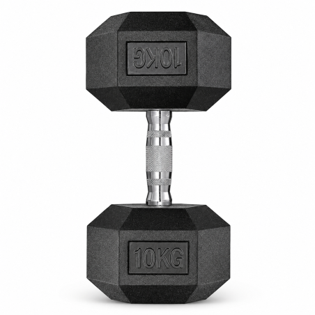 Gantera hexagonala profesionala 10 kg, aderenta sporita, grip ergonomic, multifunctionala