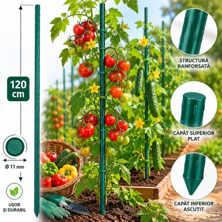 Arac pentru plante si legume, lungime 120 cm, diametru 11 mm, sustinere eficienta pentru crestere verticala