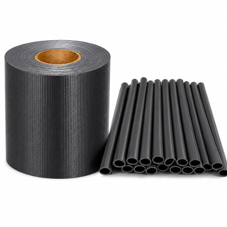 Banda opacizare gard, 19 cm x 35 metri, PVC, 450 g/mp, 20 clipsuri, gri antracit