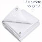 Prelata de protectie alba, impermeabila, 3x5 m, 55 g/mp, cu inele metalice, rezistenta la intemperii Prelata de protectie alba, impermeabila, 3x5 m, 55 g/mp, cu inele metalice, rezistenta la intemperii