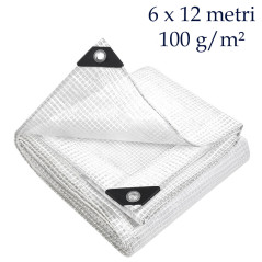 Prelata transparenta armata 100 g/mp, 6x12 m, impermeabila, cu ochiuri metalice, protectie UV