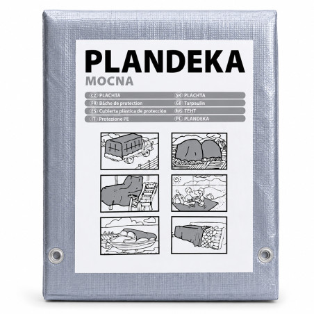 Prelata robusta pentru acoperire, 8x10 m, ranforsata, inele metalice, PE 110 g/mp