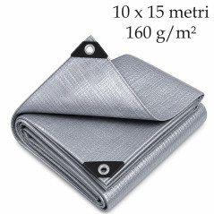 Prelata de protectie profesionala, 10x15 m, inele metalice, impermeabila, ranforsata, 160 g/mp