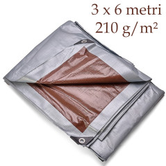 Prelata profesionala, PE 210 g/mp, 3x6 m, protectie completa, inele metalice de fixare