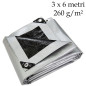 Prelata industriala Heavy Duty 260 g/mp, 3x6 m, inele metalice, ranforsata